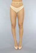 Basic Nude Panty met Groot Fishnet Patroon