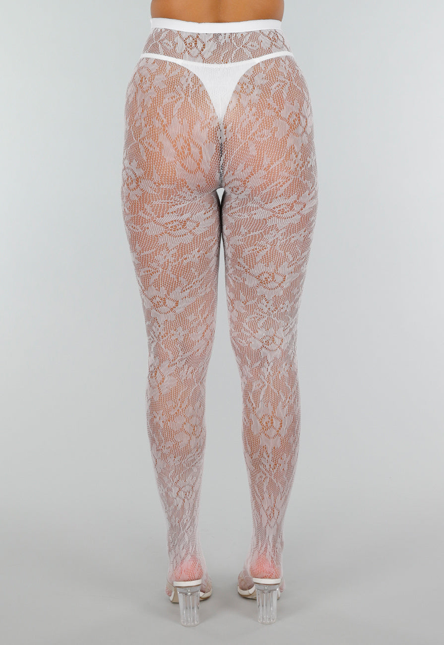 Kanten Glow in the Dark Panty met Bloemenmotief en Blauw Lichtgevend Effect