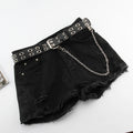 Zwarte Riem met Dubbele Ringen en Ketting