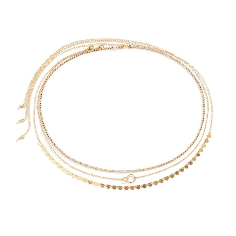 Gouden Bodychain met Hartjes 3 Pack