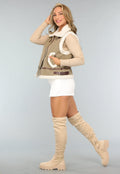 Khaki Teddy Bodywarmer met Riempjes