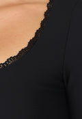 Zwarte Longsleeve Crop Top met Padding