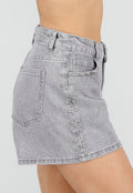 Grijze Denim Shorts met Studs en Rechte Pijpen