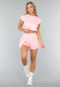 Roze Sportshort met Elastische Tailleband