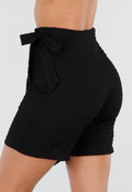 Tall Zwarte Stretch Skort met Striksluiting en Licht Structuurmateriaal