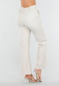 Beige Flared Pantalon met Elastische Tailleband