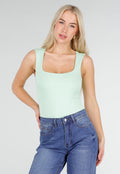 Mintgroene Body met Vierkante Hals en Brede Bandjes