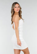 Witte One Shoulder Korte Jurk met Stretch