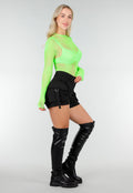 Neon Groene Mesh Fishnet Body met Stretch