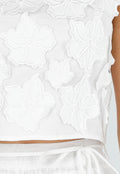 Witte Bloemen Crop Top met Mouwloos Model
