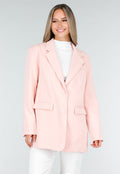 Lichtroze Oversized Blazer met Knoopsluiting en Reverskraag