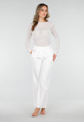 Witte Kanten Top met Splitten