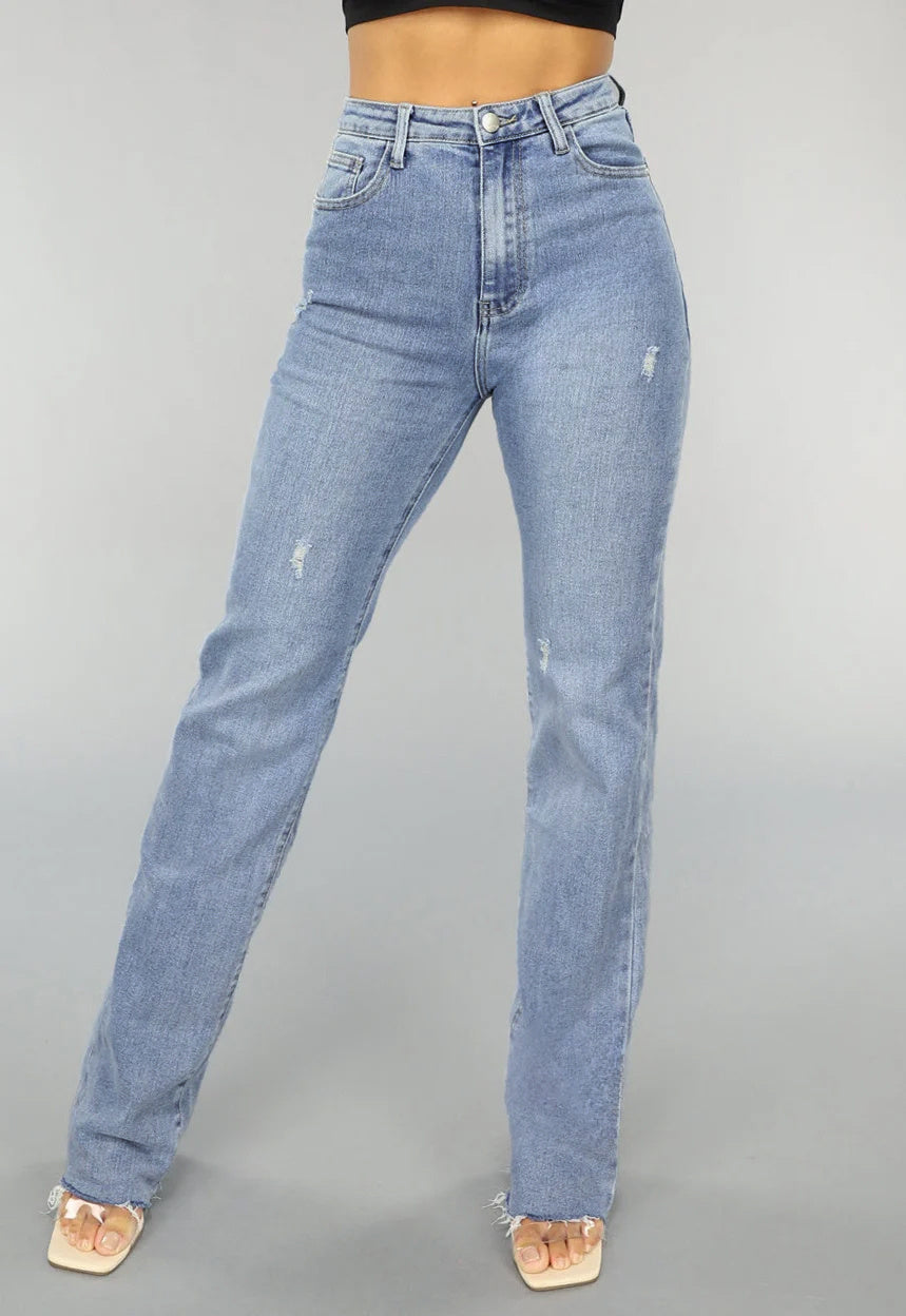 Redial Jeans  Tall Lichtblauwe High Waist Stretch Jeans met Rechte Pijpen