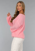 Roze Gebreide Oversized Trui