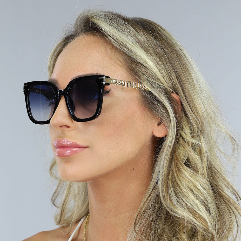 Classy Zwarte Zonnebril met Gouden Pootjes