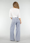 Lichtblauwe Denim Wide Leg Jeans met Studs en Mid Waist