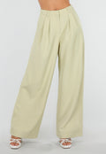 Pistachegroene Petite Wide Leg Broek met Plooien