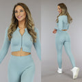 Grijs Blauwe Longsleeve Sporttop met Rits