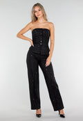 Zwarte Straight Leg Super Stretch Pantalon met Glitters