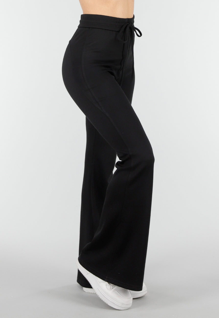Zwarte Joggingbroek met Flared Pijpen en Elastische Taille