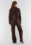 Donkerbruine Blouse met Lange Mouwen en Knoopsluiting