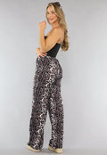 Wide Leg High Waist Tall Panterprint Broek