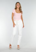 Schattige Roze Top met Kort Mouwtje voor de Zomer