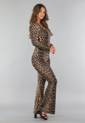 Luipaardprint Bodysuit met Vierkante Hals