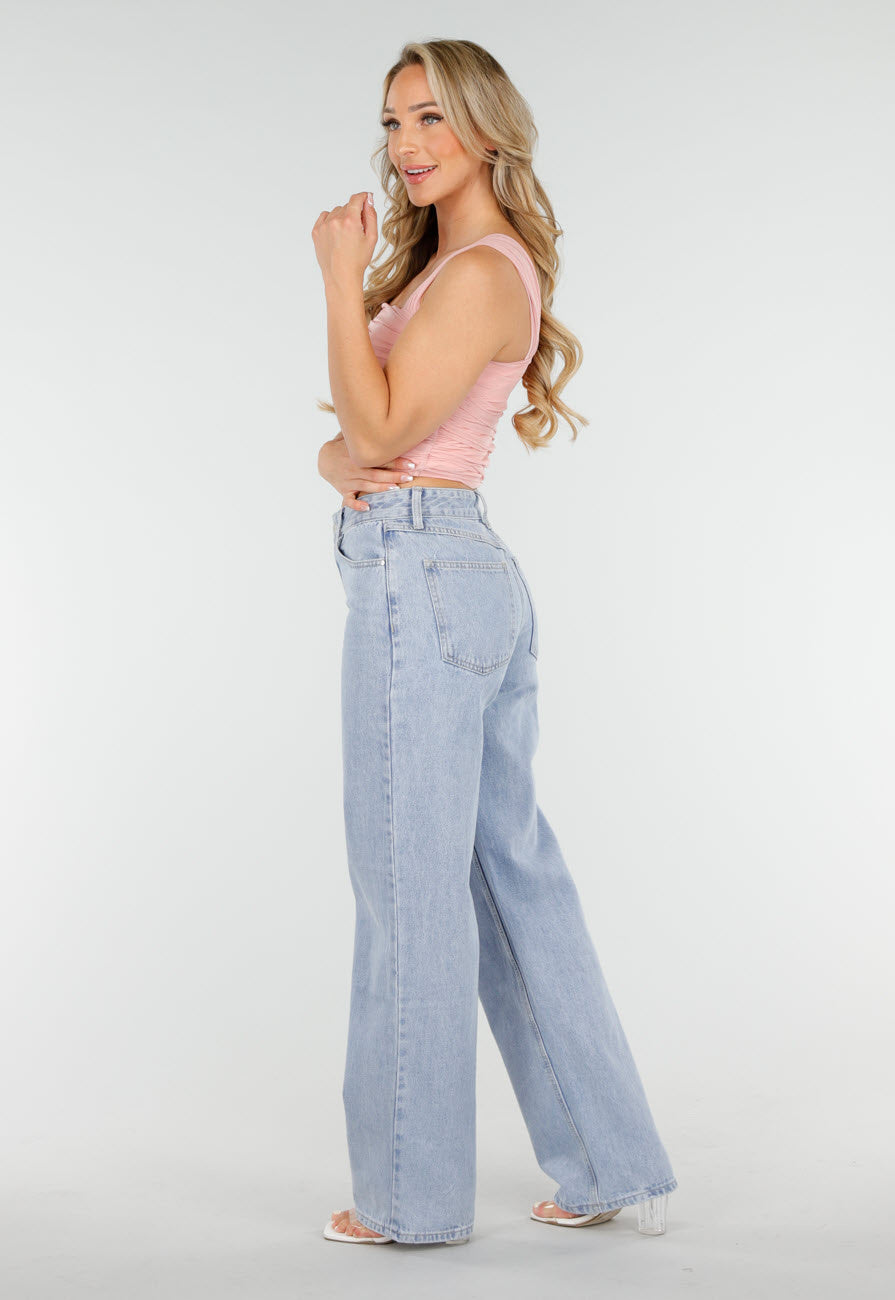Lichtroze Mesh Off Shoulder Top met Drapé en Stretch