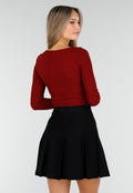 Bordeauxrode Stretch Top met Vierkante Halslijn