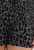 Zwart Grijs Oversized Cheetahprint T-shirt met Korte Mouwen