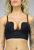 Zwarte Push Up BH met V Hals en Lage Rug