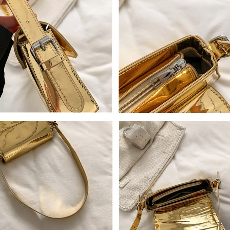 Gouden Verstelbare Metallic Schoudertas
