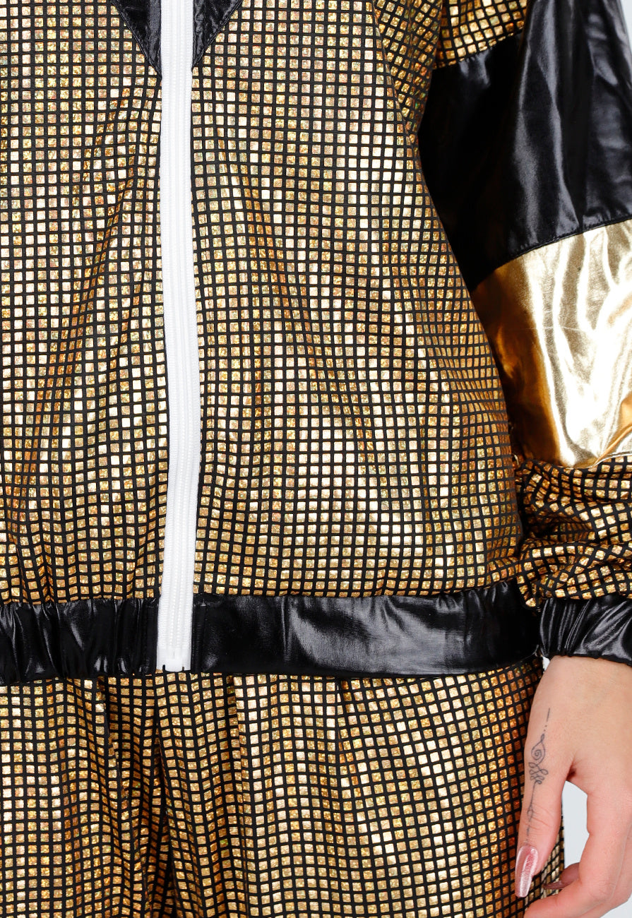 Goud Zwart Gabber Pak met Retro Glans en Sportieve Stretch