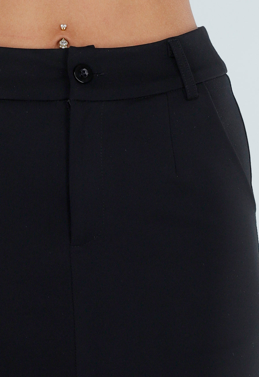Zwarte Skort met Stretch en Steekzakken
