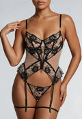 Lingerie Bustier Set met Zwart Borduur