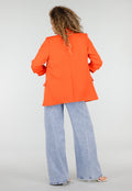 Oranje Getailleerde Blazer met Geplooide Driekwart Mouwen