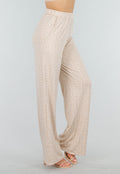 Beige Stretch Barokprint Broek met High Waist Fit