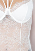 Witte Kanten Body met Lange Mouwen en Beugel