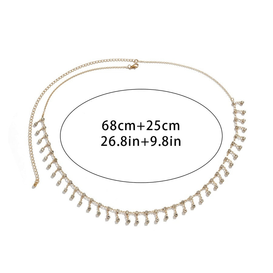 Gouden Bodychain met Strass Bedeltjes
