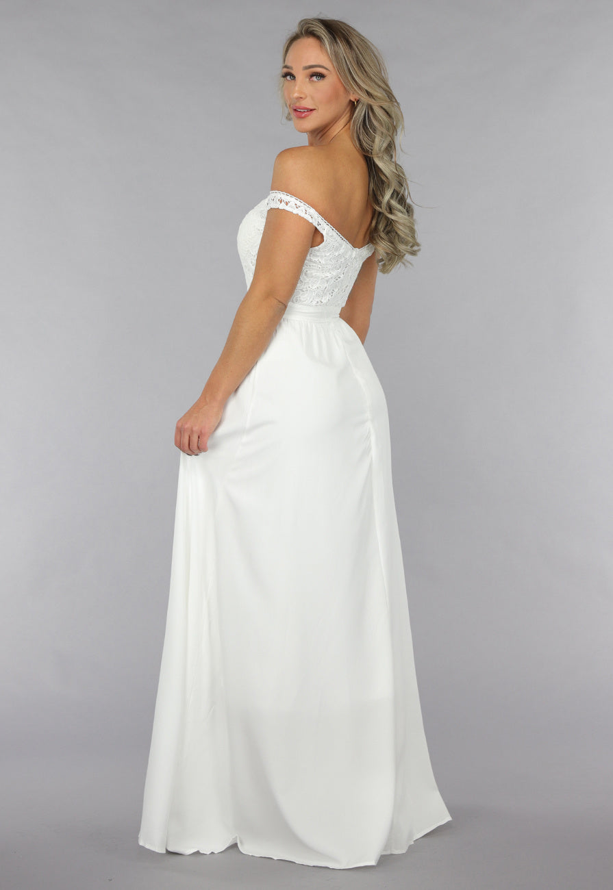 Witte Off Shoulder Bruidsjurk met Pads