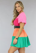 Multicolor Mousseline Blouse Jurk