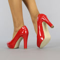 Rode Lak Pumps met Plateau