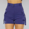 Donkerblauwe Cargo Short met Zilveren Details