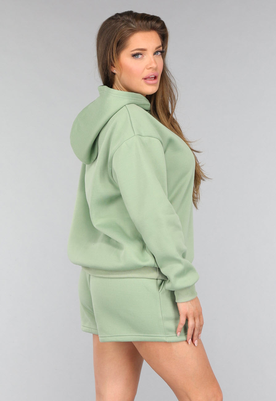 Groene Short Set met Hoodie