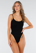 Zwarte Bodysuit met Spaghetti Bandjes en Pads