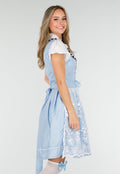 Blauw Oktoberfest Jurkje met Wit Kant en Vetersluiting