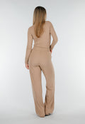 Beige Zachte Stretch Broek met Rechte Pijpen