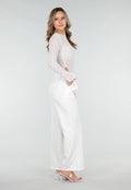 Witte Pantalon met Goudkleurige Gesp