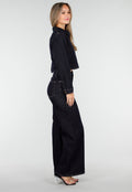 Redial Jeans  Cropped Denim Blouse in Donkerblauw Met Lange Mouwen